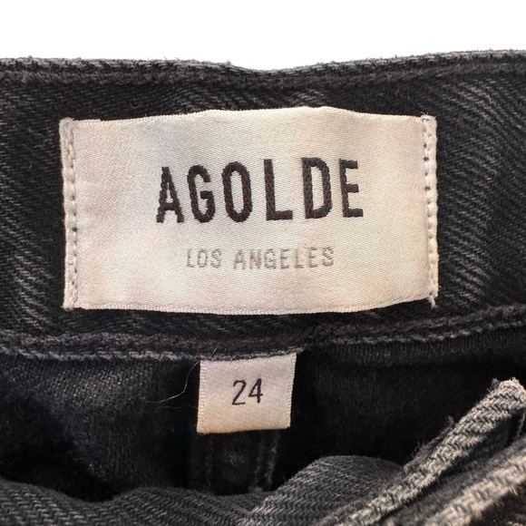 AGOLDE Cherie High-Rise Straight Jean in "Distortion" Black Size 24 - Picture 7 of 12